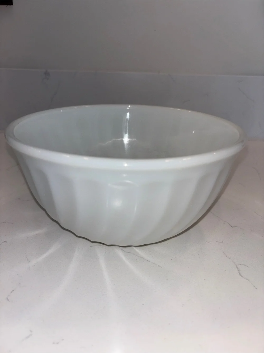 Fire King White Swirl Milk Glass Mixing Bowl